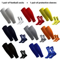 1 pair of football socks+1 pair of protective sleeves Football Socks for Men and Women Anti-Slip Grip Comfortable