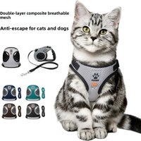 Cat and dog universal harness double-layer mesh reflective dog harness leash set kitten collar pet collar