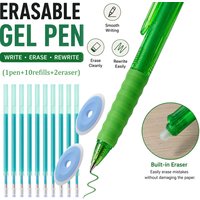 Transparent Pole Erasable Gel Pen Comes with Eraser 0.7mm Multicolor Magic Ink Smooth Writing Washable School Office Stationery