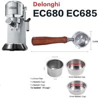 Delonghi 51MM 3 Ears Coffee Bottomless Portafilter Naked Filter 304 Stainless Steel 1 2 4 Cups Filter Basket Coffee Accessories