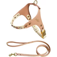 PU Leather Dog Cat Harness Vest and Leash Set Imitation Diamond Pet Harness Puppy Small Dog Cat Harness Pet Supplies