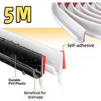 1Roll 5/3/1M Self-Adhesive Rain Gutter,PVC J-Shape Design Strip Drip Rail,Roof Rain Diverter Resistant