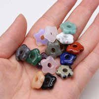 2pc Natural Stone Pendants Big Hole Flower Lapis lazuli Tiger Eye for Jewelry Making Diy Women Necklace Earring Accessories