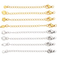 10pcs Stainless Steel Extension Extended Tail Chains With Lobster Clasps For Bracelet Necklace DIY Jewelry Making Supplies
