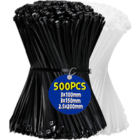 100-500Pcs Plastic Nylon Cable Ties Self-locking Cord Ties Straps for Home Office Wire Zip Ties Adjustable Cables Fastening Loop