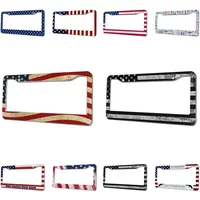 2Pcs American specifications license plate holder Selected American Flags with screws car decoration aluminum alloy car A8/28