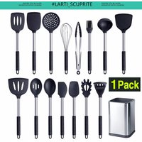 1-Pack Silicone Kitchenware Cooking Utensils Kitchen Accessories Spatula Turner Heat-resistant Soup Spoon Pasta Colander Shovel