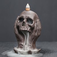 Creative Purple Clay Skull Incense Burner Bracket Incense Holder Halloween Home Decor Living Room Decorations Without Incenses