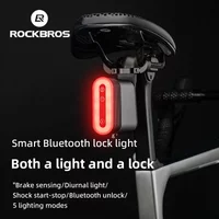 ROCKBROS Bicycle Tail Light With Lock Bluetooth Password Pairing Bike Lock Light IPX6 Waterproof Warning Light Tail Accessories
