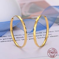 Real Silver Women's Hoop Earrings 18K Gold Plated 925 Sterling Silver 3.0mm Fashion Earring for Mom Girl Date Party Gift