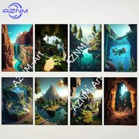 Mine Game Pixel Craft Landscape Canvas Painting Living Room Game Room Modern Wall Art Home Decor