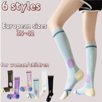 UR sizes 35-42, 1/2/3/4 Pairs Dopamine Long Compression Socks with High Elasticity for Yoga, Running,Jump Rope,Fitness for Woman