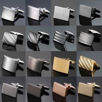 High end men's French shirt cufflinks Classic Smooth rectangular laser lines cuffs buttons business suit accessories jewelry