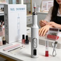 Electric Nail Polish Machine Portable Multi-Head Nail File & Drill Tool USB Rechargeable Brushed Motor Pen Shape