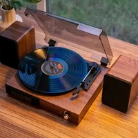 Retro Vinyl Record Player Bluetooth Desktop Phonograph Turntable with External Speakers Dual Stereo Speakers LP Playe