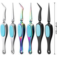 Reverse Grip Craft Tweezers Set Ergonomic Stainless Steel Curved and Straight Fine-Tip Tweezers Heat Embossing Craft Tools