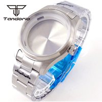 Boîtier de plongée pour montre pilote en acier inoxydable, 39mm, 20bar, Bracelet en cristal saphir, grande/petite couronne adaptée au mouvement automatique NH34 NH35 NH36