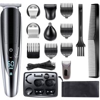 Surker 5-in-1 Multi-Function Hair Trimmer Washable Oil Head Carving Electric Razor Display Grooming Kit for Men