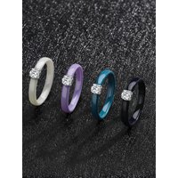 Classic Promise Ring for Women Ceramic Wedding Band 3mm Thin Minimalist Colorful Engagement Rings in Pink Green White Black