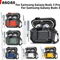 For Samsung Buds 3Pro Case 2024 New Carbon Fiber Cover Secure Lock Protective Case with Cleaning Kit For Samsung Galaxy Buds 3