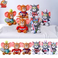 20cm Tom and Jerry Plush Toys Sports Series Football Tom Tennis Jerry Plush Baseball Surfing Tom Doll Ornament Dolls