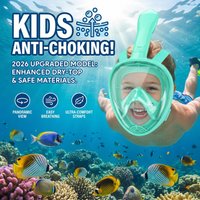 2026 New Upgrade Kids Snorkel Mask Full Face, Snorkeling Gear For Kids 3-14 With Camera Mount, 180 Degree Panoramic View Snorkel