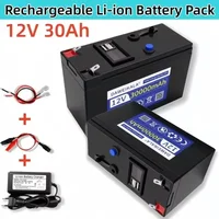 12V 30Ah 30000mAh Tragbares Lithium-Ionen-Akkupack Komplettset mit Ladegerät, USB-Ausgang und Digitalanzeige für LED-Leuchten, Kinder-Elektroautos, Outdoor-Aktivitäten und als Powerbank für den