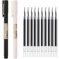 0.5mm Black Bullet Tip Gel Pens Cap-off & Click 2 Styles Refillable Japanese MUJIs Style School Office Writing Stationery