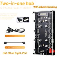 8 Way ARGB & PWM Fan Hub Splitter, 5V 3Pin RGB Lighting + 4Pin Fan Speed Control, SATA Powered 2-in-1 Hub with Acrylic Case