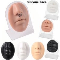 1PC Silicone Face Model Tattoo Puncture Practice Simulation Human Nose Mouth Body Part Display Nose Piercing Jewelry with Stand