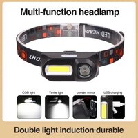 USB Rechargeable COB LED Headlamp Strong Light Multi-Function Head Mounted Flashlight for Outdoor Night Fishing And Camping