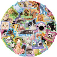 50PCS Cartoons Encourage Reward English Animals Graffiti Stickers for Bicycle Hand Account Pencil Case Decals Anime Worlds Store