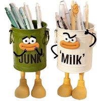 Cute Big Mouth Pencil Holder Cartoon DIY Desktop Storage Buckets Round Large Capacity Pen Container Students Stationery
