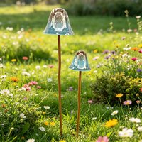 Night Glowing Mushroom Shaped Iron Art Ornament, Waterproof Garden Insert Decor for Patio Courtyard Home Landscape