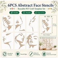 6pcs Face Contour Stencils Reusable Female Silhouette Art Stencils PET Material for DIY Crafts,Canvas,Home Decor,Fabric,Walls