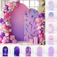 Hot KPop Purple Birthday Arch Backdrop Cover Custom Name Kids Girls Baby Party Decora Pink Gold Glitter Wall Background Props