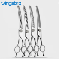 Dog Grooming Scissors, Curved Scissors Thinning Scissors for Dog Grooming, Pet Curved Shark Scissors for Trimming Face and Paws