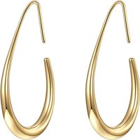 925 Sterling Silver Teardrop Hoop Earrings Waterproof 18k Gold Stainless Steel Oval Pull Through Hoop Earrings Statement Jewelry