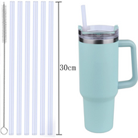 Reusable Straw with Cleaning Brush Plastic Replacement Straw Compatible with Stanley 40 oz 30 oz Cup Tumbler