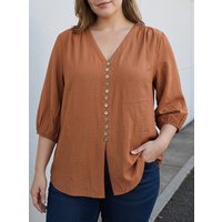 Rosa fera Plus Size Women's V Neck Button Front Blouse Casual Half Sleeve Loose Fit Shirt Top