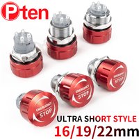 16 16 22mm Ultra Short Style metal emergency stop button switch waterproof mushroom head Rotation reset Anti-slip with lights