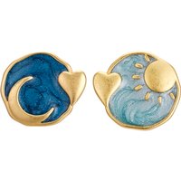 New Arrival Trendy Moon & Sun Asymmetry Drop Glaze 925 Silver Needle Ladies Stud Earrings Anti Allergy Jewelry For Women Gifts