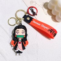 Halloween Demon Slayer Anime Figure Doll Keychain Creative Backpack Car Keyring Cartoon Couple Toys Christmas Gifts