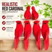Simulated Red Bird Ornament Artificial Feather Foam Model Vivid Red Decoration Handicraft Art Piece for Home Display Festival