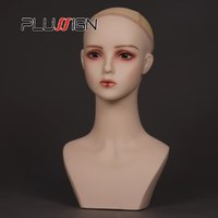 Asian Mannequin Head Makeup Foam Padding Mannequin Model Head For Display Wigs Female Doll Head With Red Lipstick 1Pcs