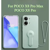 Case For Poco X8 Pro Max Liquid Silicone Lanyard Shockproof Soft Case For Poco X8Pro X8 ProMax Soft TPU Stand Holder Back Cover