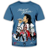 Summer Fashion Michael Jackson Hip-hop Singer Retro Cool Harajuku Streetwear Short Sleeve Daily Casual Fashion Men Pullover Tops