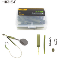 Hirisi 10 Sets Carp Fishing Complete Rig Kit Helicopter Rig Swivel Snaps Hook Sleeve Ready-to-Use Duty Fishing Tackle