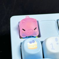 2025 new drip glue transparent cute pink Piglet resin key cap Cross shaft mechanical keyboard key cap 1pc