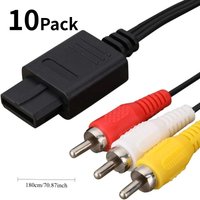 10pcs AV Cable Composite Video Cord for Nintendo 64/N64/GameCube/Super for Nintendo SNES TV Game(6 Feet)
